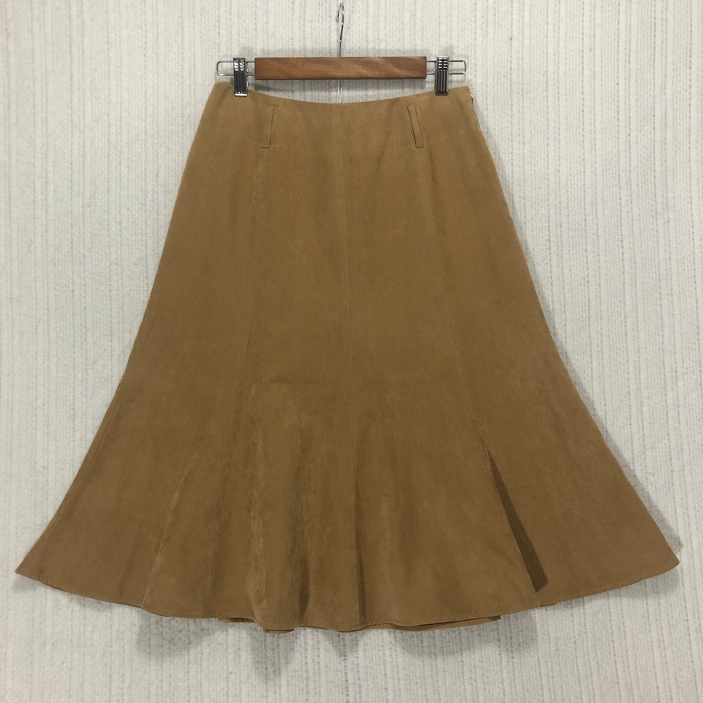 Judith Hart Petites Skirt Tan Brown A-Line Flare Midi Career Casual Women's